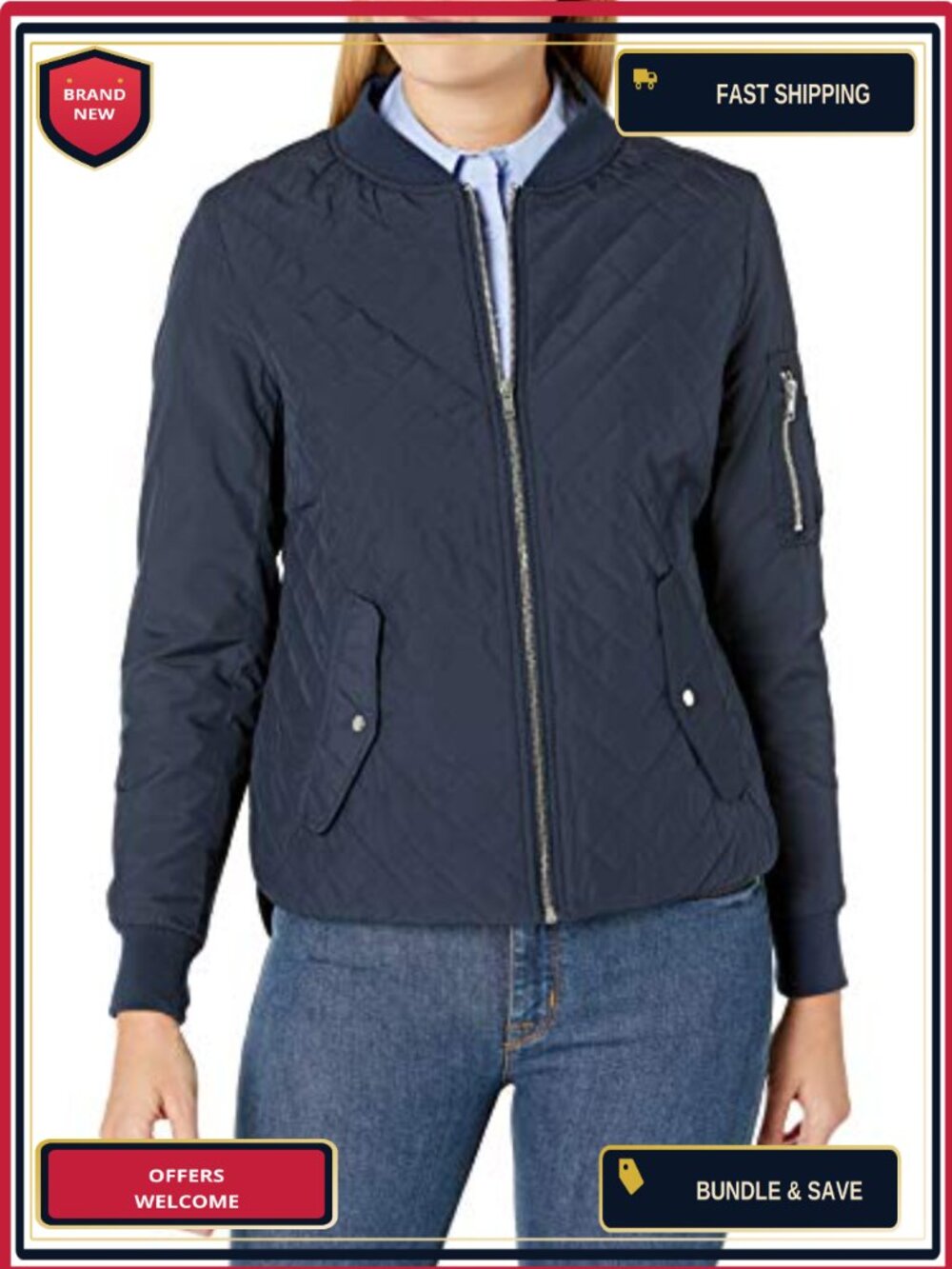 Women's Quilted Lightweight Flight Jacket Polyester